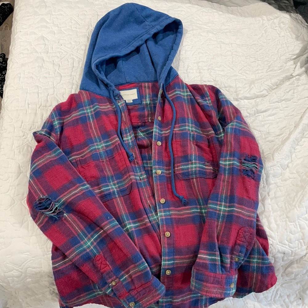 American Eagle hooded flannel